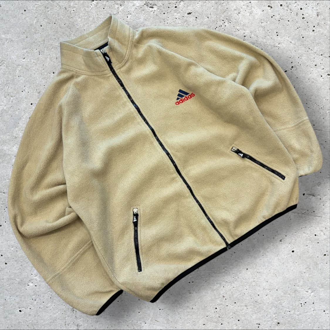 [L] 아디다스 올드 빅로고 베이지색 후리스 집업 D872 상품이미지2
