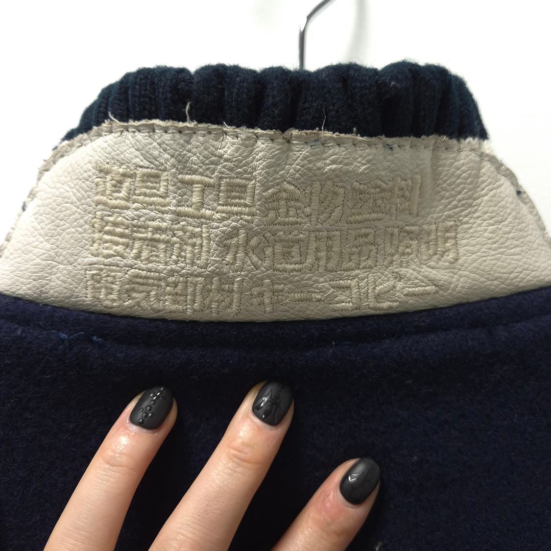 슈퍼드라이 네이비 울 스타디움 레더 자켓 S / 할인 상품이미지6