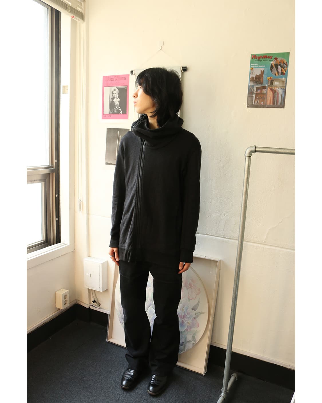 라드 뮤지션 다크 그레이 비대칭 후드 집업 상품이미지4