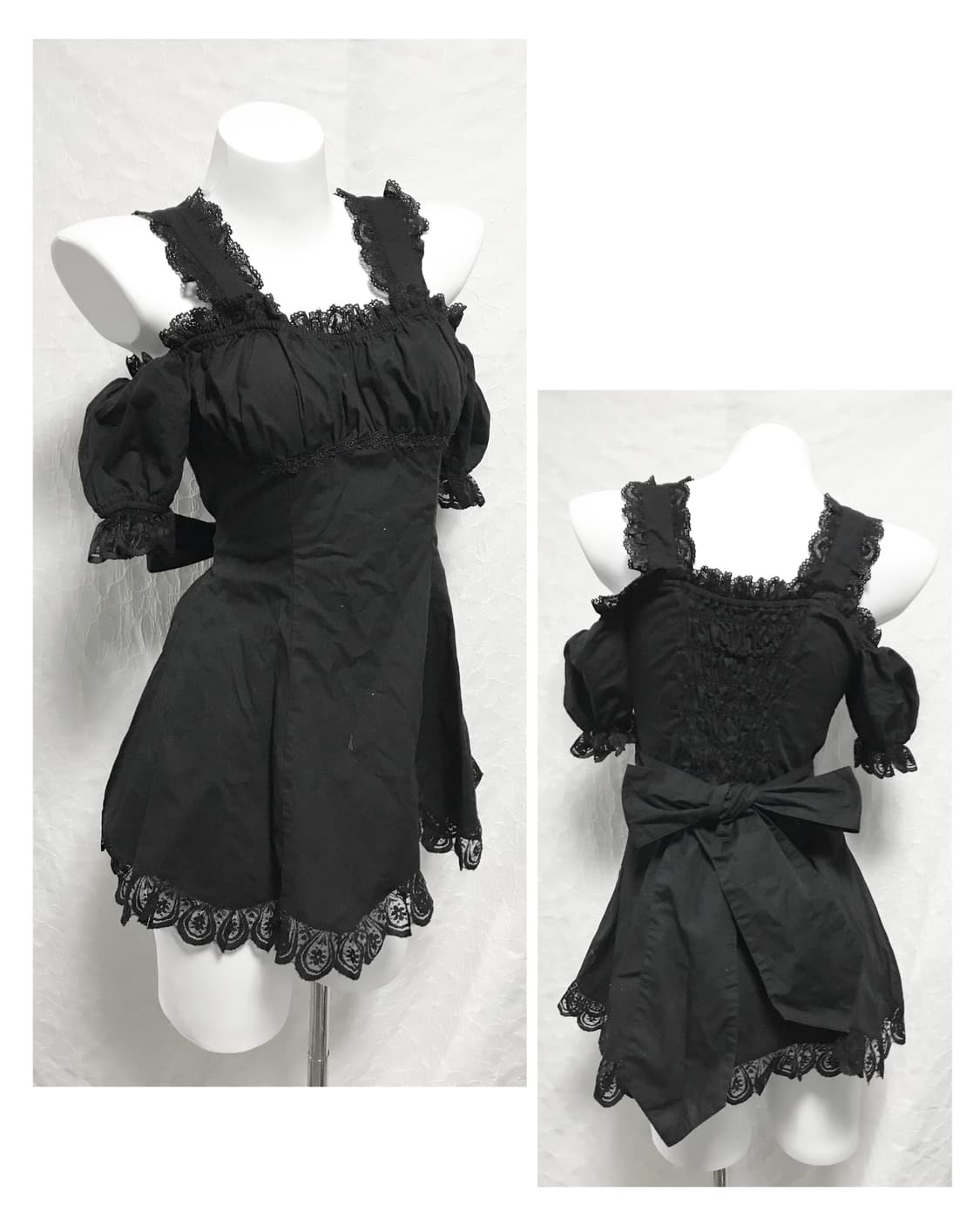 빈티지 bodyline 바디라인 고스로리 리본 오프숄더 원피스 상품이미지1