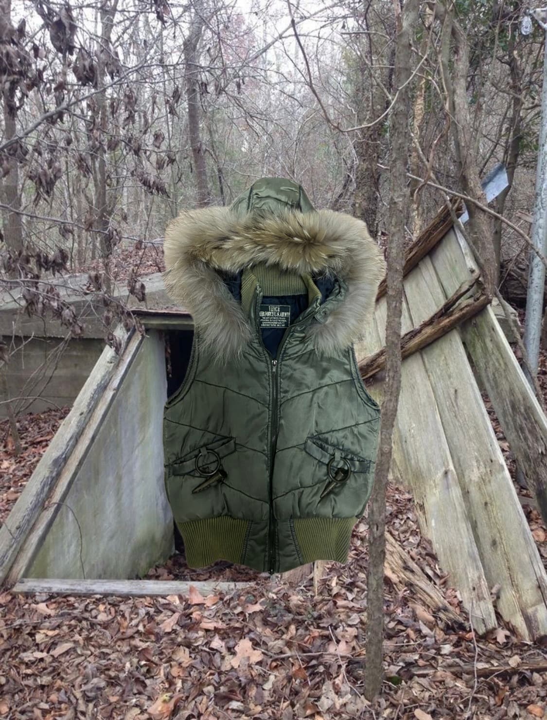 Vintage fur padding vest 상품이미지1