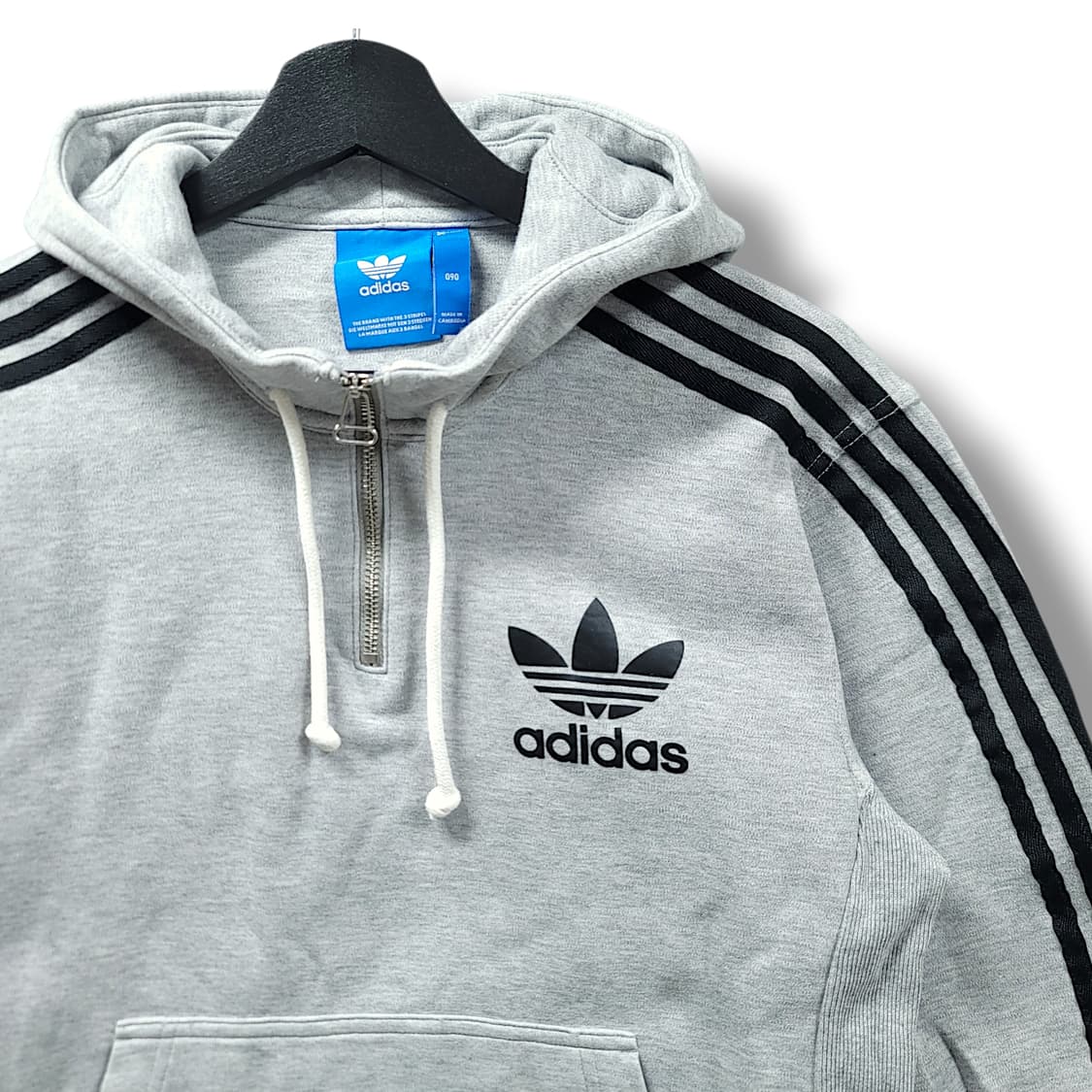 [90] 아디다스 그레이&블랙라인 트레포일 테리 반집업 후드 상품이미지3