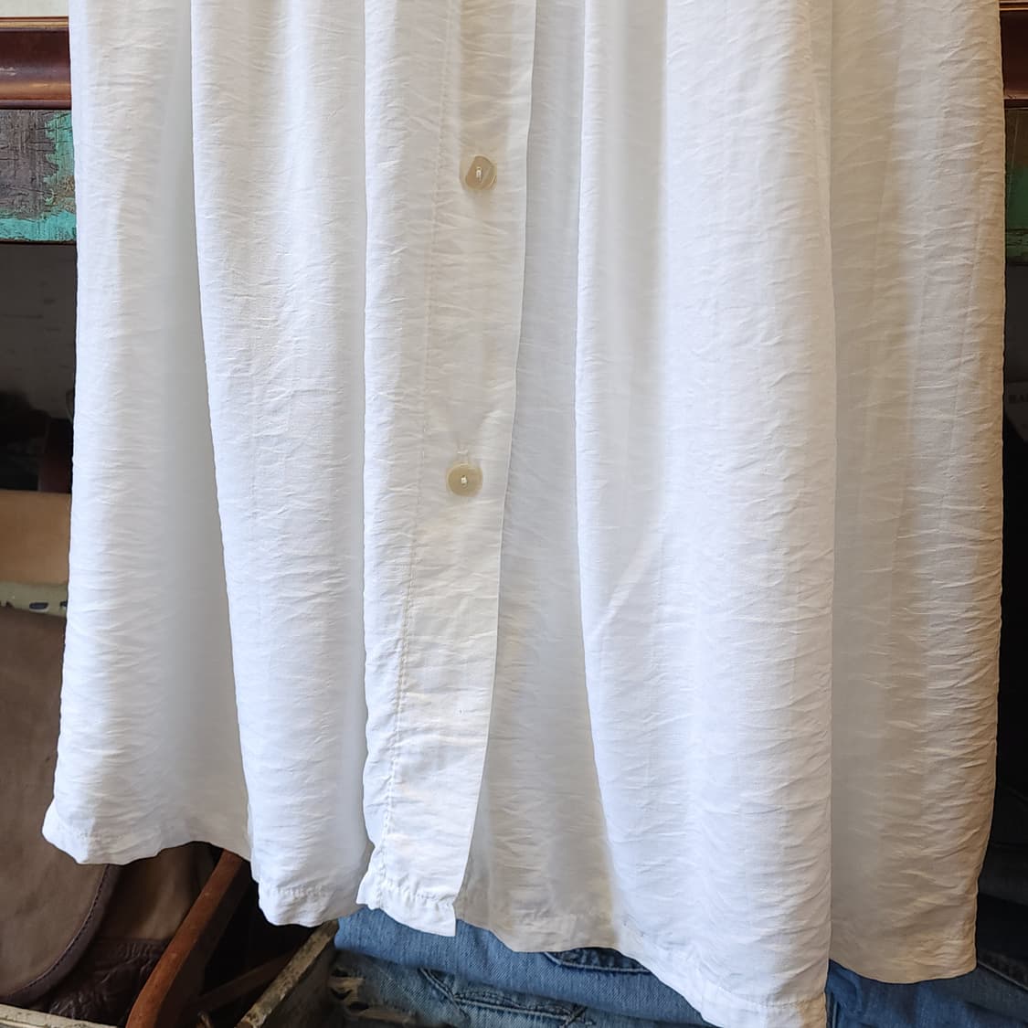 90s 빈티지 스커트 유럽 화이트 롱 스커트 버튼 클로져 상품이미지7