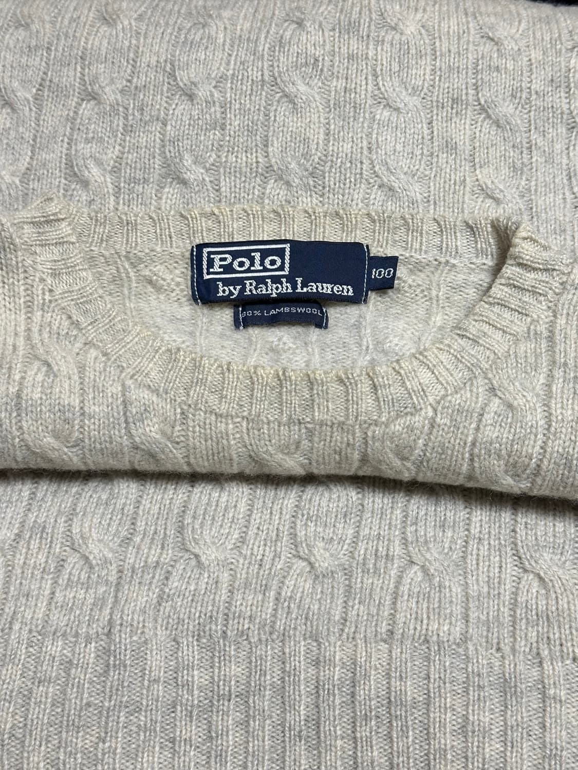 폴로 랄프로렌 네이비포니 케이블 램스울 꽈배기 니트 그레이 상품이미지4