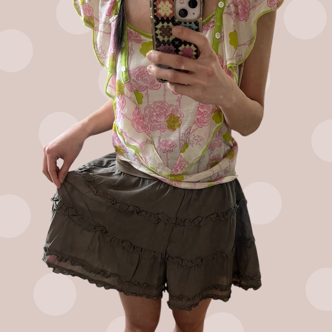 모리걸 카키 프릴 캉캉 스커트팬츠 상품이미지3