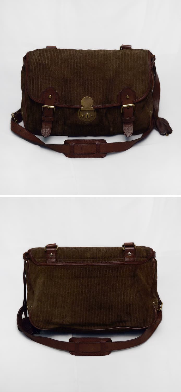 폴로 랄프로렌 90s 빈티지 코튼 코듀로이 레더 클래식 메신저백 상품이미지3