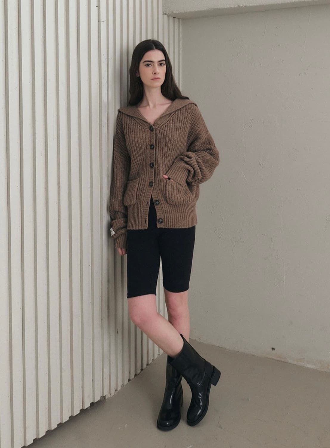 시티브리즈 투포켓 세일러 가디건 브라운 새상품 상품이미지5