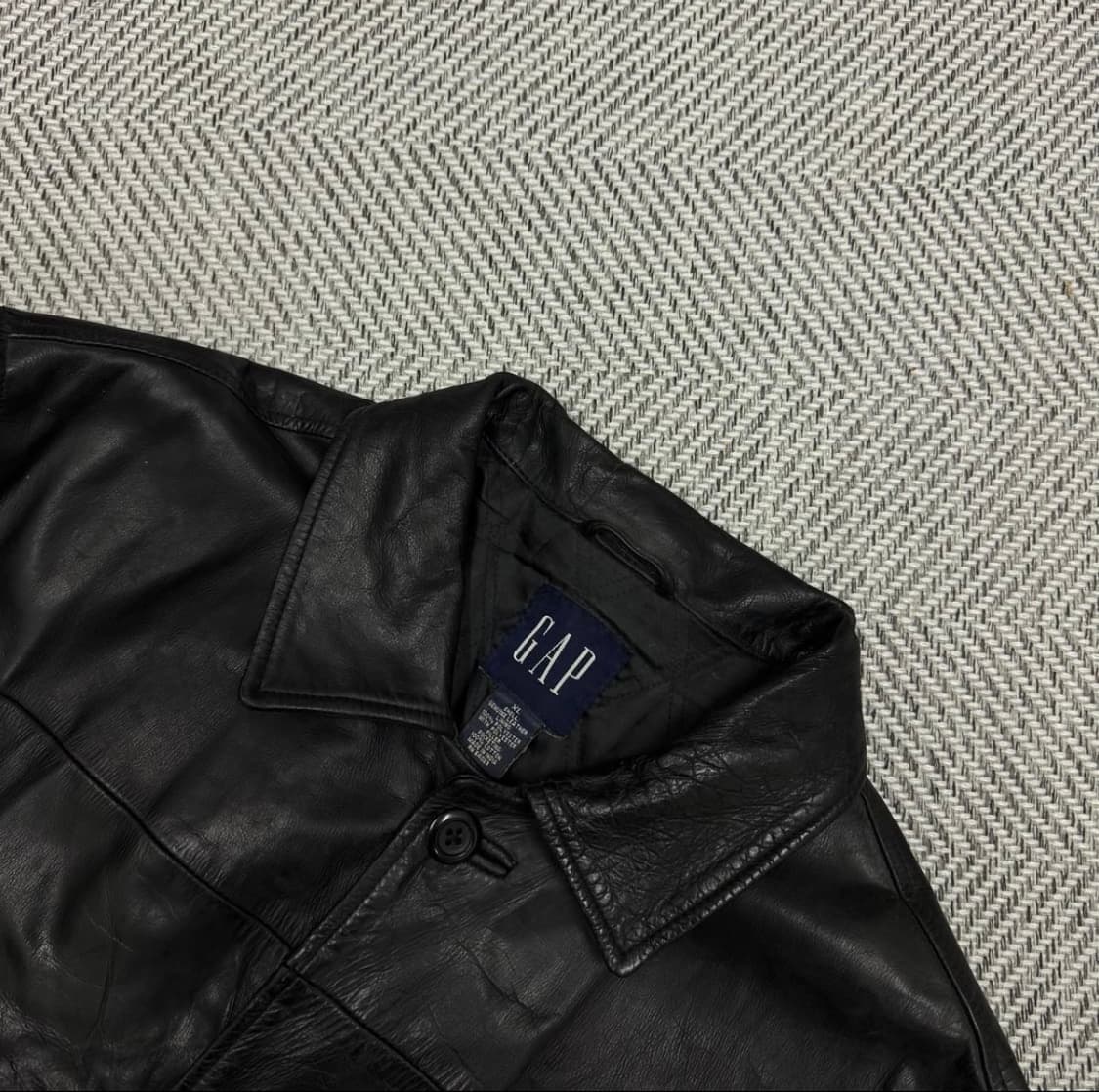[XL] 올드 갭 레더 빈티지 카 코트 블랙 상품이미지3