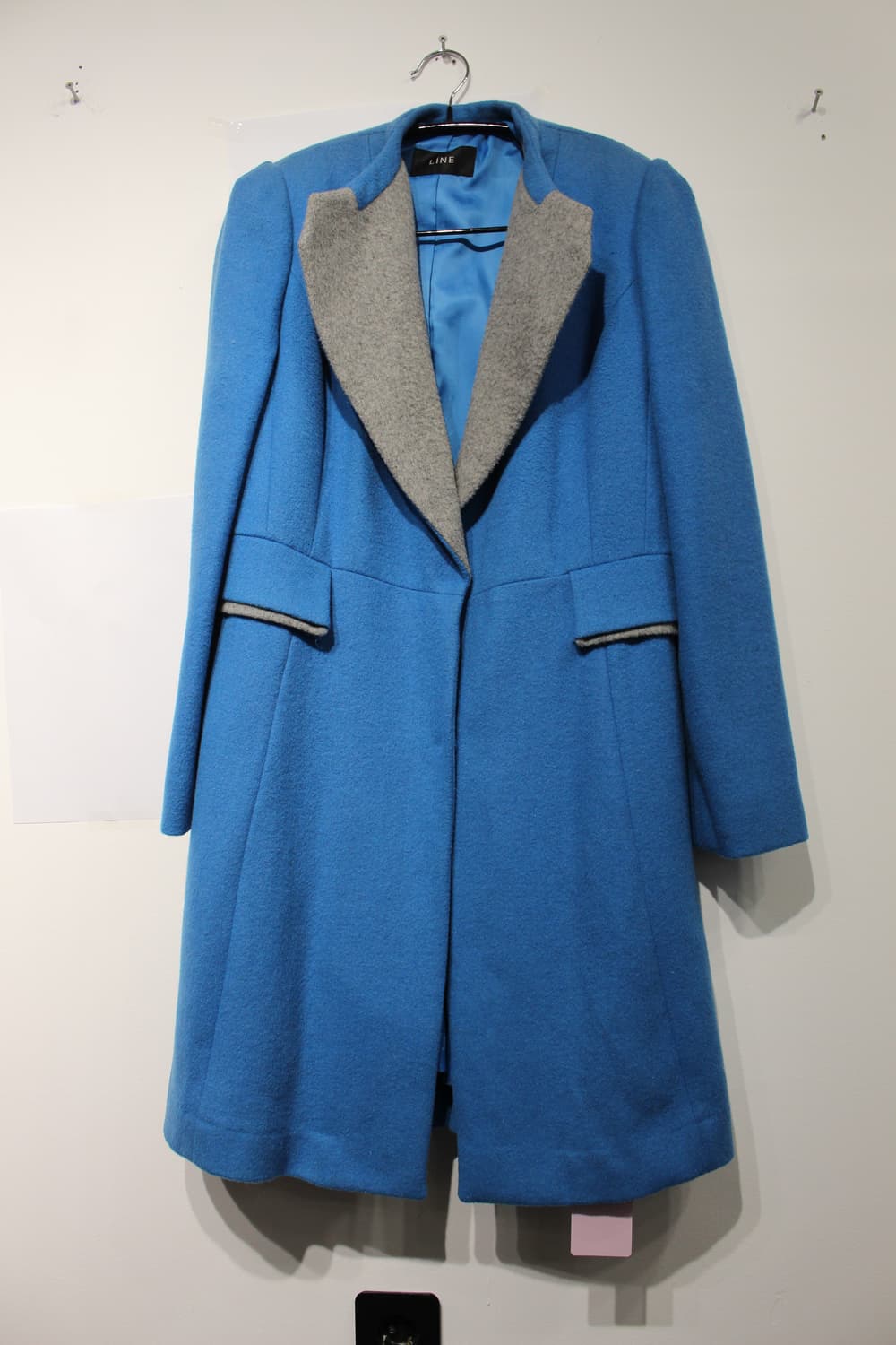229. 블루 & 그레이 배색 울 코트 상품이미지1