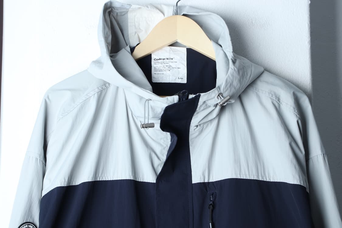 (L-XL) 코드그라피 집업 바람막이 점퍼자켓 오버핏 네이비-H33077 상품이미지3
