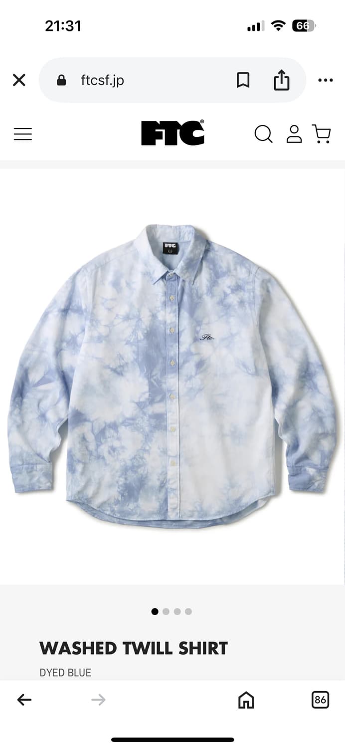 FTC 셔츠 L사이즈 WASHED TWILL SHIRT DYED BLUE 상품이미지1