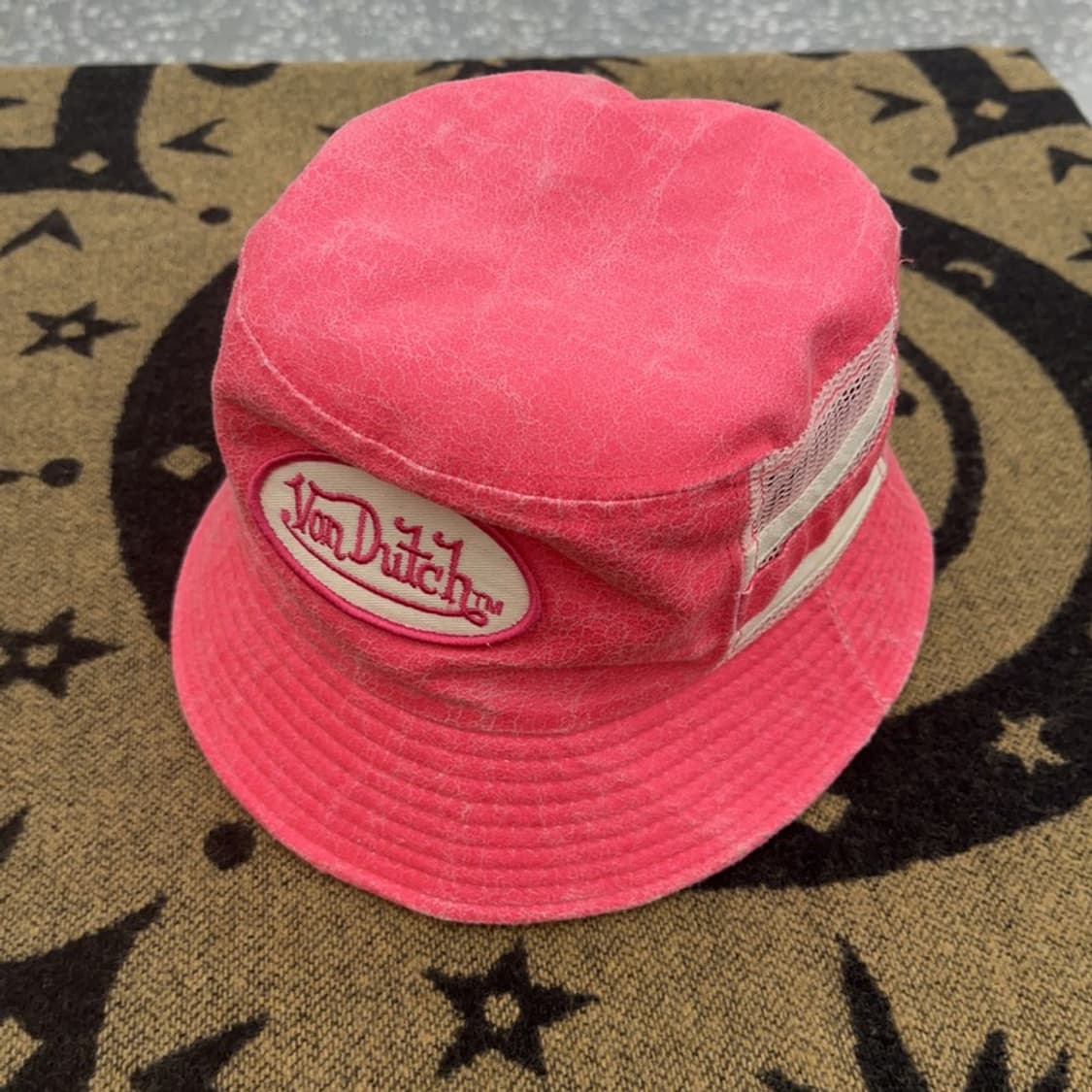 본 더치 Y2K 빈티지 크랙 핫핑크 벙거지모자 버킷햇 C08637 상품이미지3