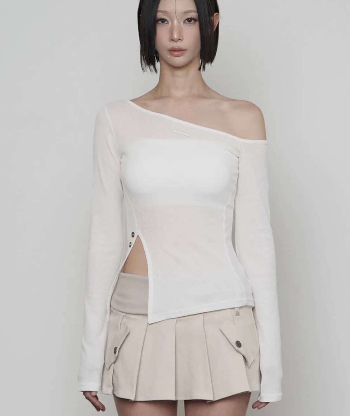 에트오소메 원숄더 베이직 롱슬리브 상품이미지1