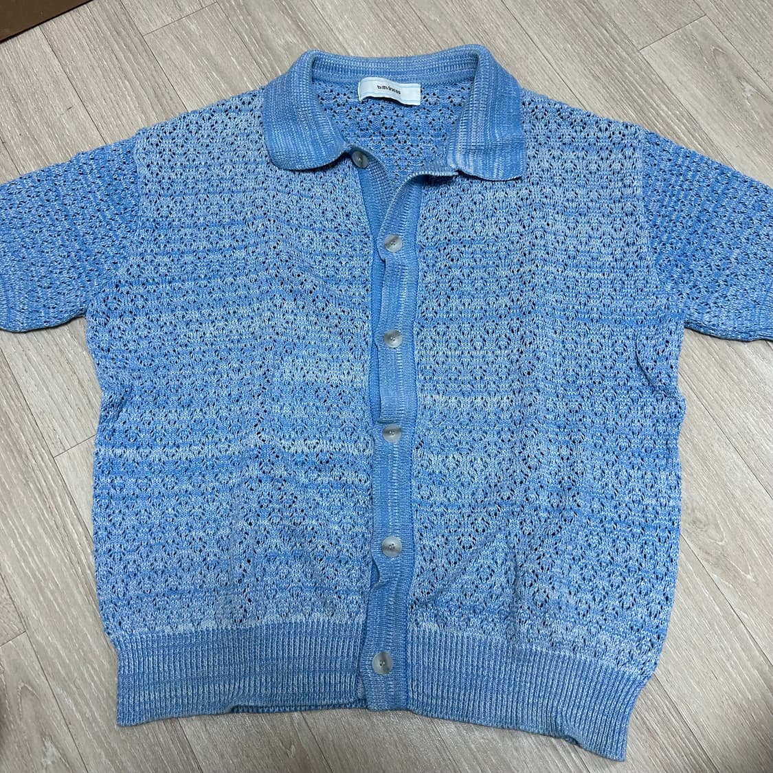 (1) 웨이비니스 23ss 스카시 하프 카라 니트 가디건 상품이미지3