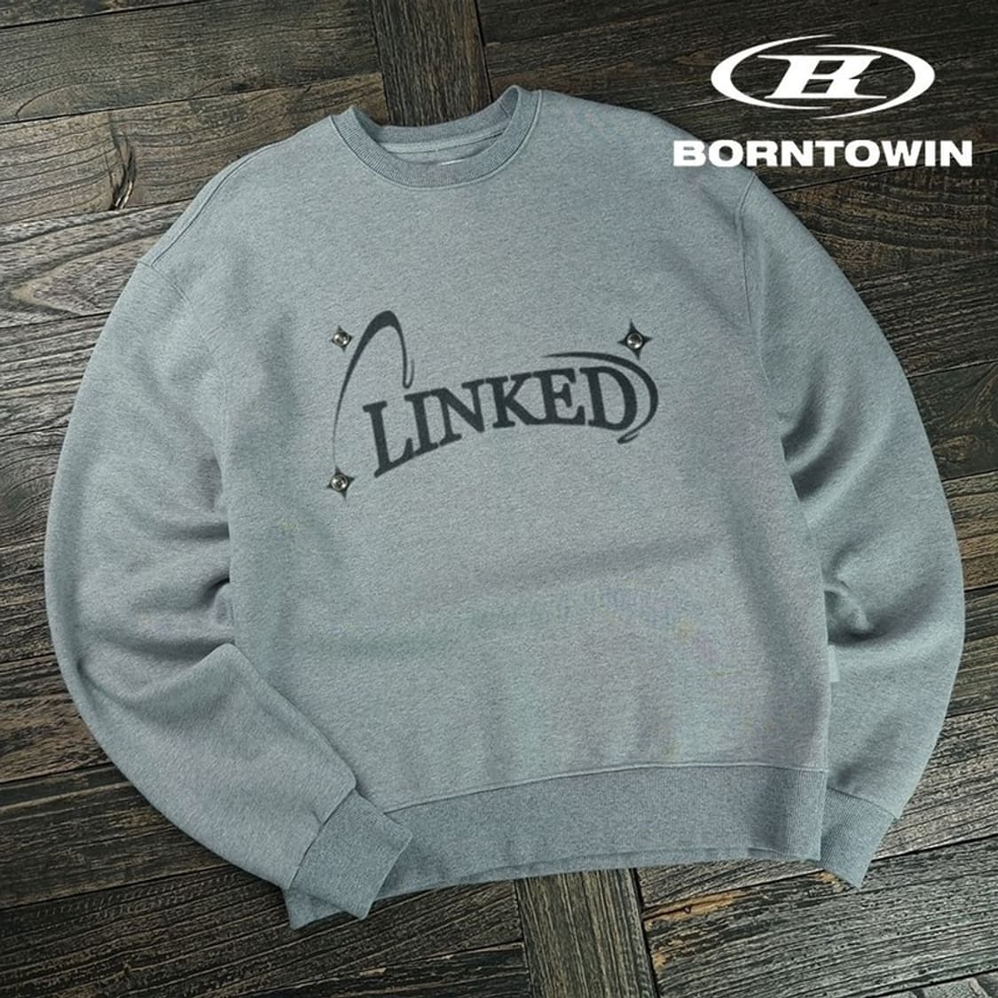 [본투윈] 그래픽 프린팅 오버핏 맨투맨 그레이 M19877 상품이미지1