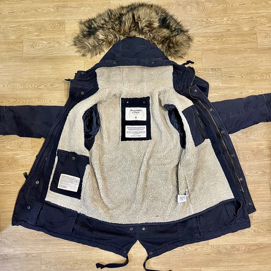 정품) 아베크롬비 프리미엄 아우터 쉐르파 양털 후드퍼 야상 패딩/ 105 상품이미지2