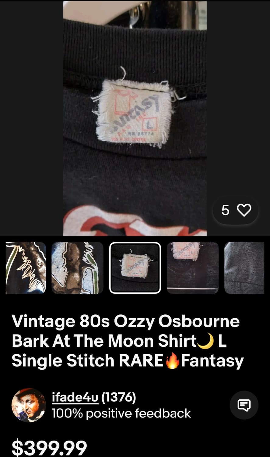 빈티지 Og 80s Ozzy Osbourne 오지 오스본 밴드 티셔츠 상품이미지5