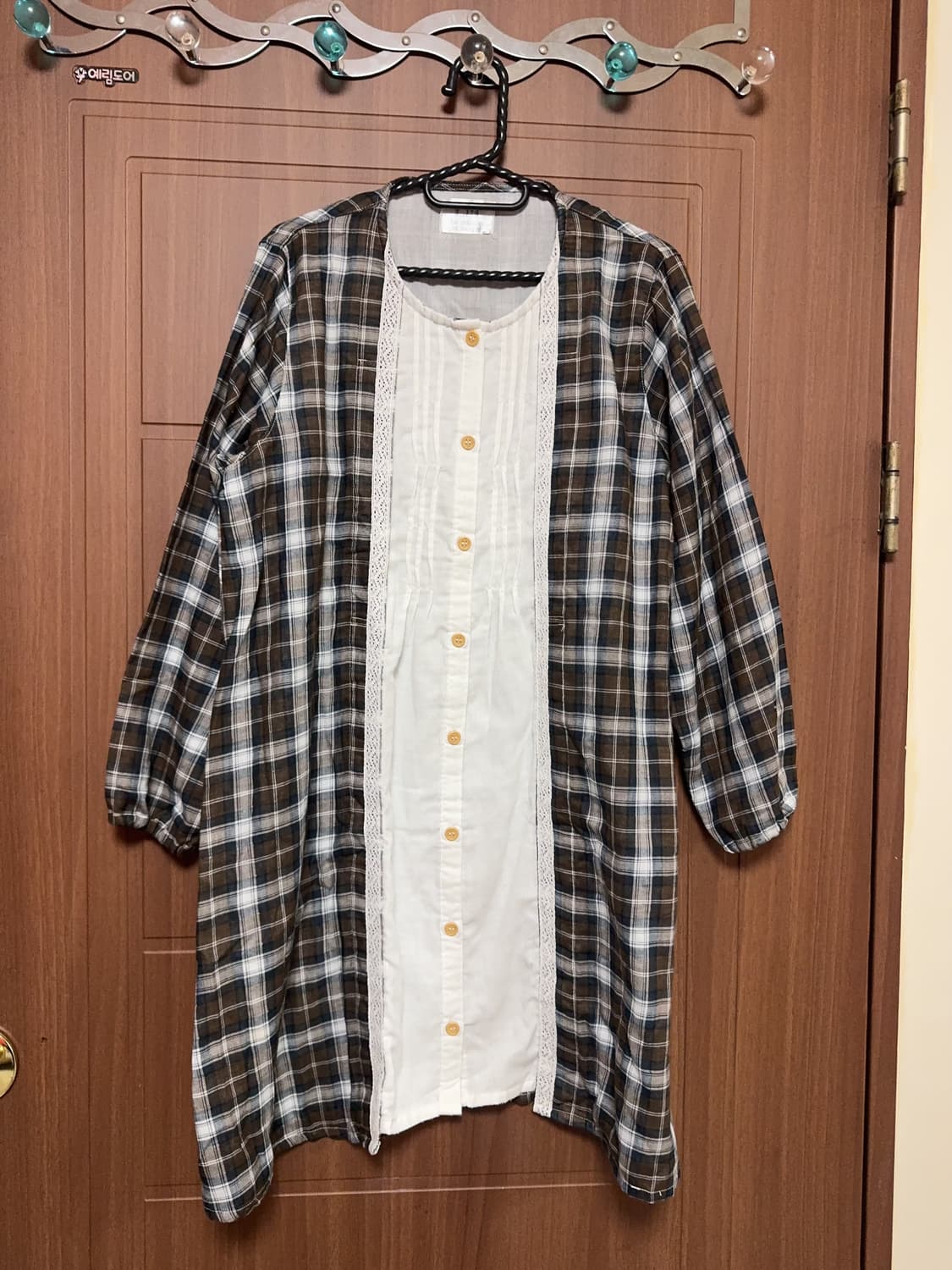 모리걸 체크 바선생 도트 레이스 둥근카라 셔츠 원피스 모음 상품이미지3