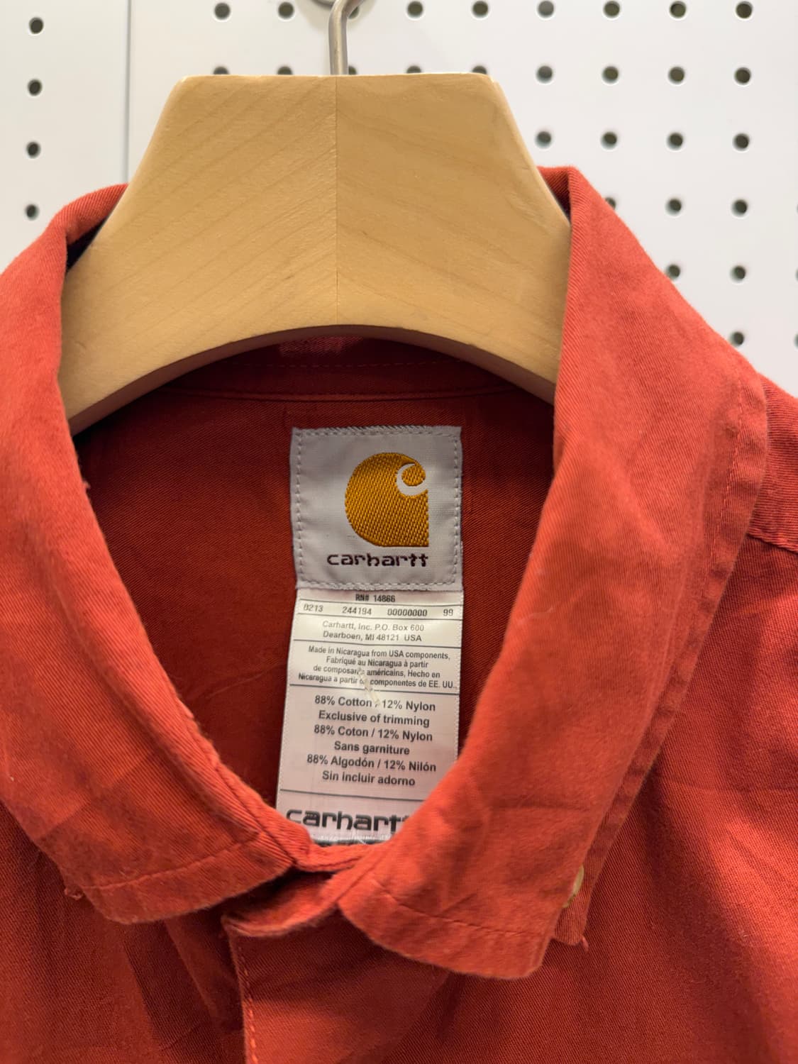 칼하트 버튼다운 워크 셔츠 레드오렌지 U1376 상품이미지5