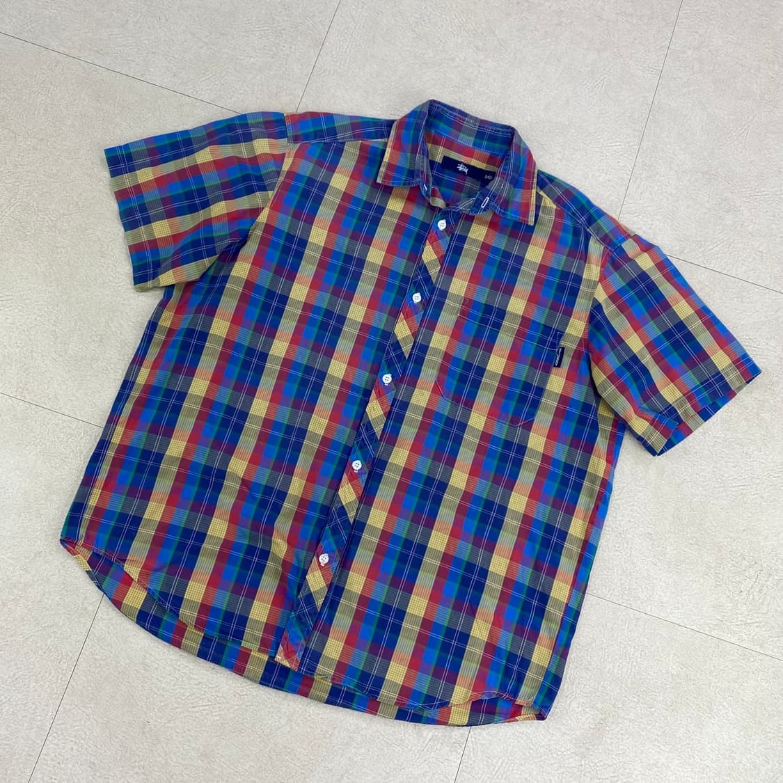 90s 스투시 포켓 체크 하프 셔츠 (103) 상품이미지2