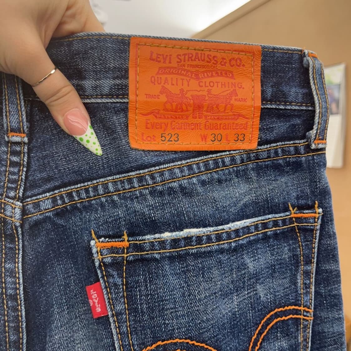 리바이스 523 빈티지 레트로 오렌지패치 데님팬츠 30인치 C09284 상품이미지5