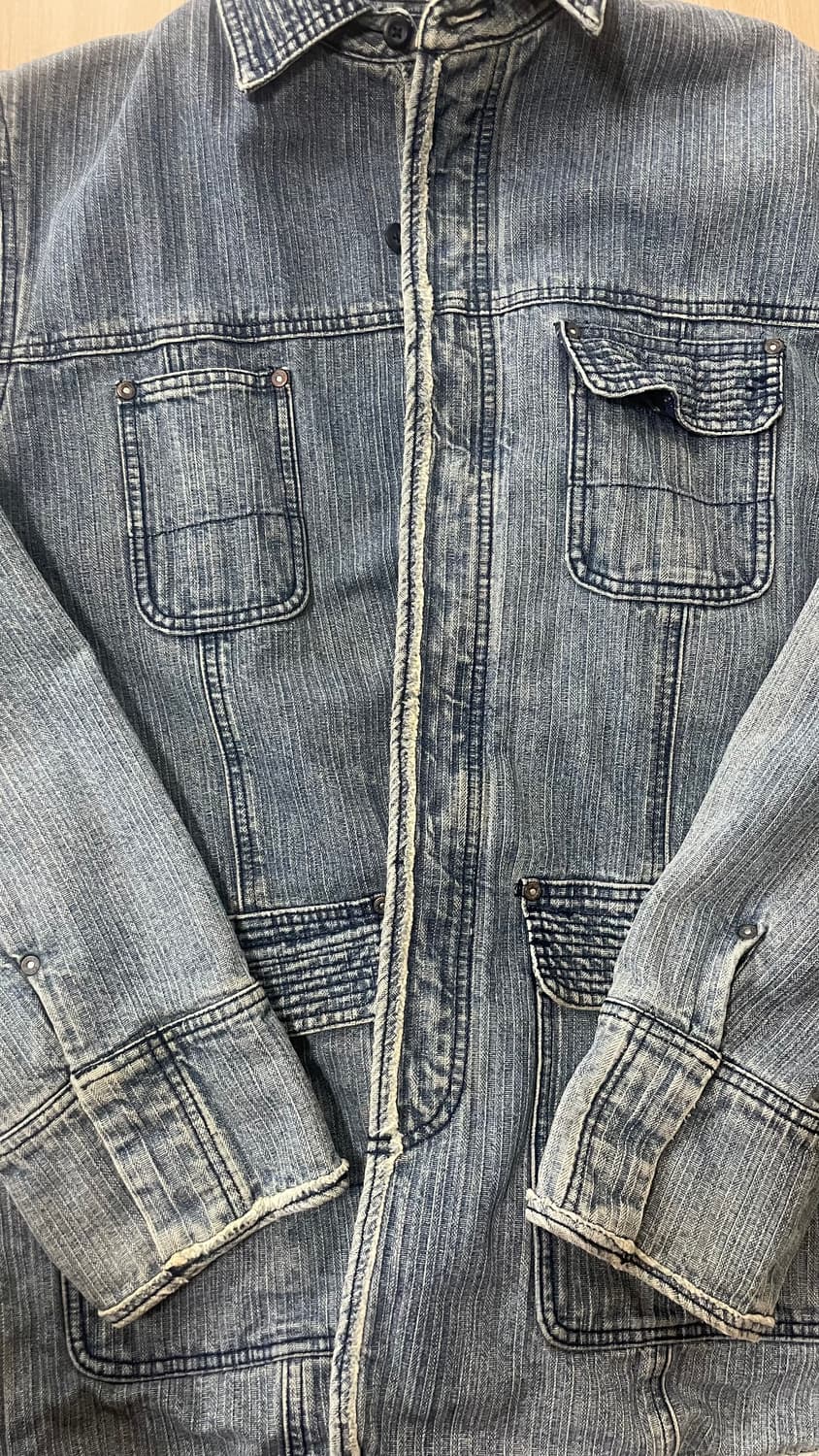 재팬 스트라이프 패턴 데님 자켓 상품이미지2