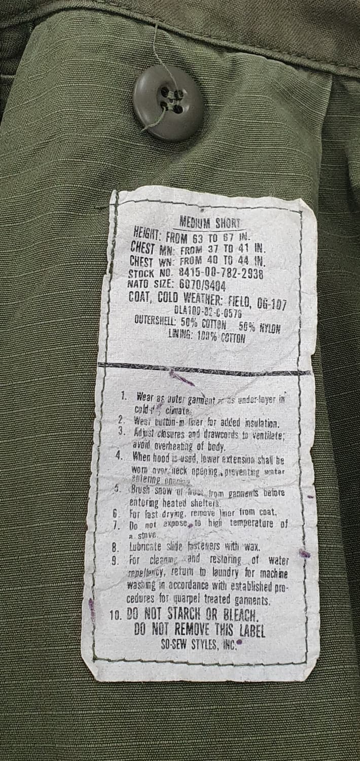 미군 오리지널 m65 필드자켓 3세대 미디움숏 '82년도 상품이미지8