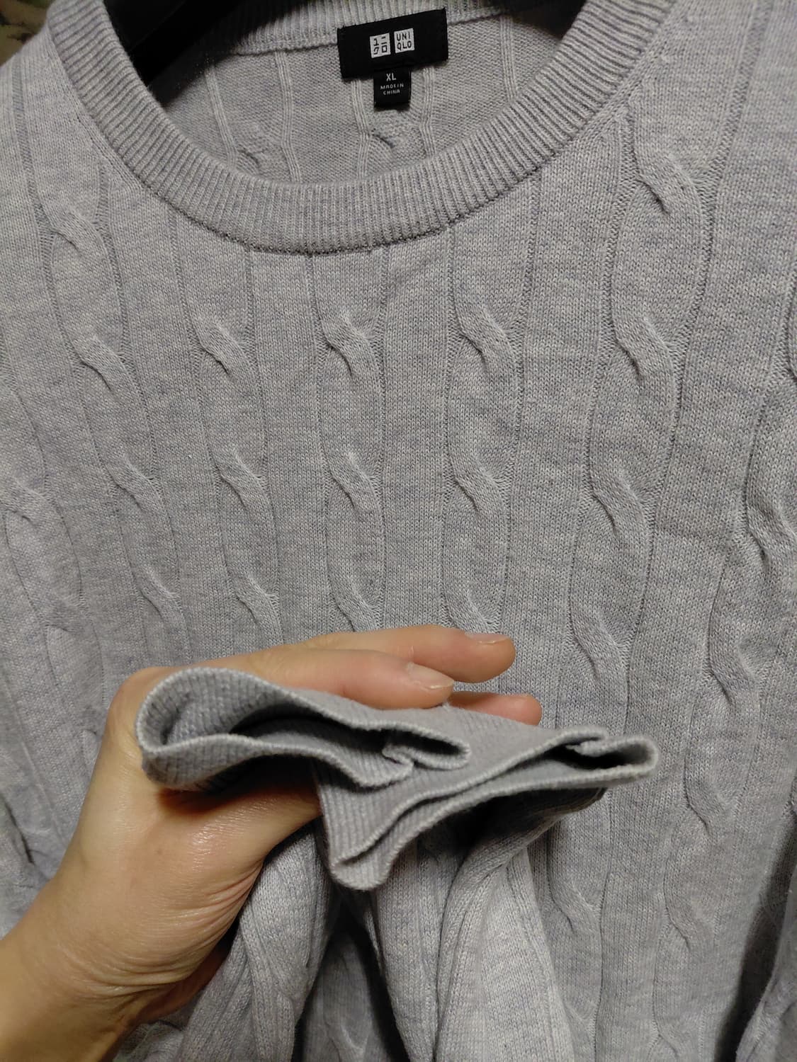 [유니클로]면,캐시미어 혼방 케이블 니트 XL(105)사이즈 상품이미지7