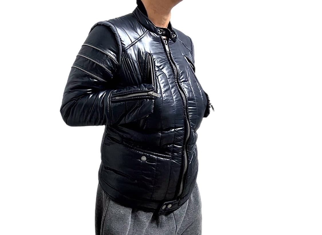 디젤 해체주의 지퍼 디테일 나일론 바이커 경량패딩 상품이미지2