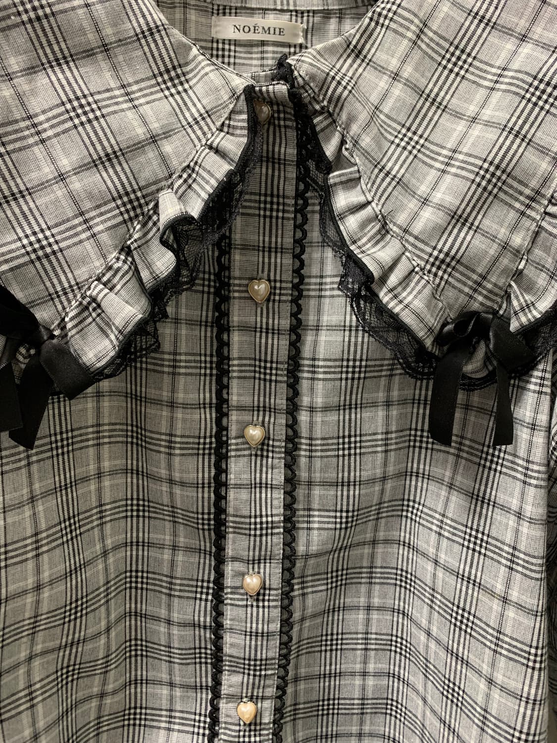 noemie 체크 블라우스 갸루 양산형 리즈리사 빈티지 상품이미지4
