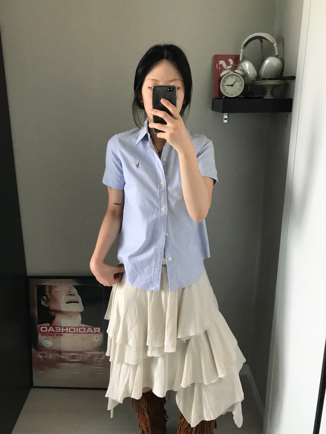폴로 랄프로렌 포니 로고 스카이블루 반팔 셔츠 상품이미지2