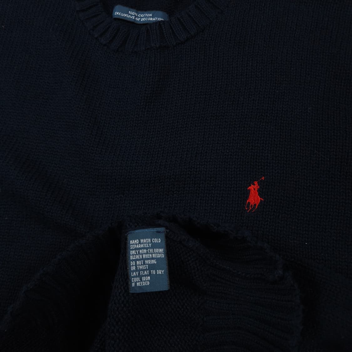 XL(105)폴로 랄프로렌 코튼 크루넥 니트 네이비 상품이미지5