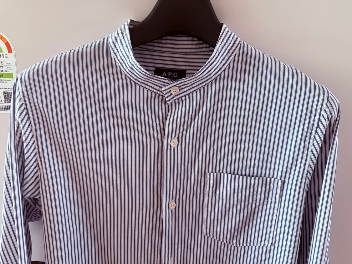 a.p.c 아페쎄 블루 스트라이프 밴드카라 셔츠 m 상품이미지5