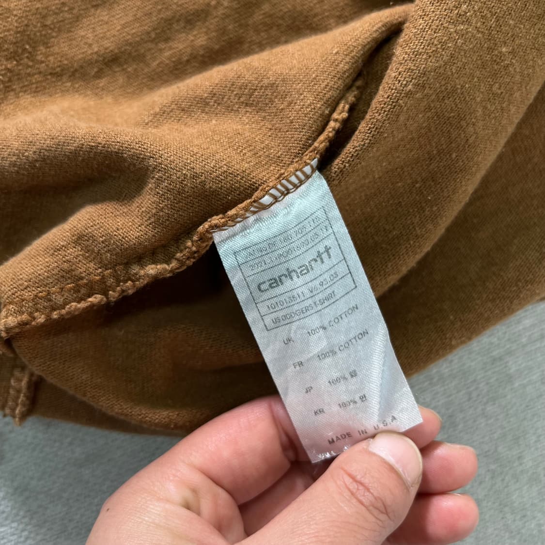 100 칼하트 포켓 브라운 반팔 티셔츠 상품이미지4