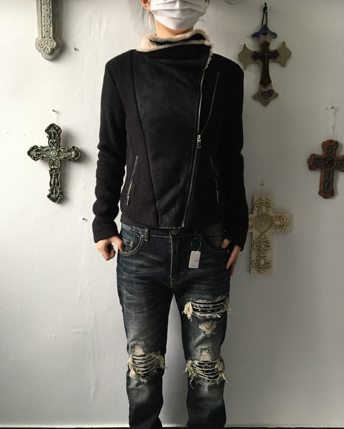 High neck fake fur suede jacket 상품이미지8