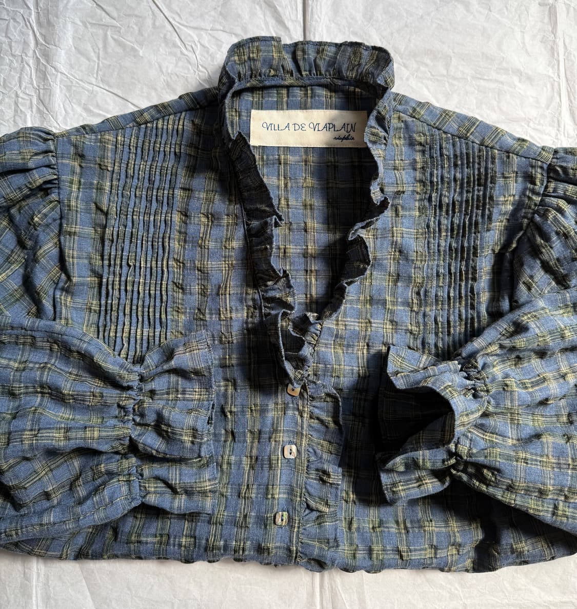 비아 플레인 체크 블라우스 사이즈 프리 상품이미지5