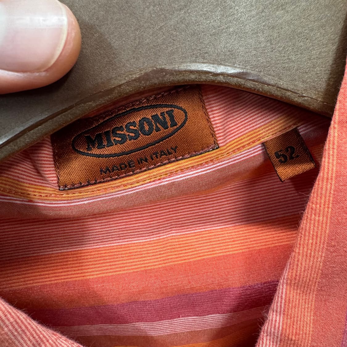 90s 미쏘니 스트라이프 반팔 셔츠 전면 원포켓 포인트 오렌지코랄 상품이미지5