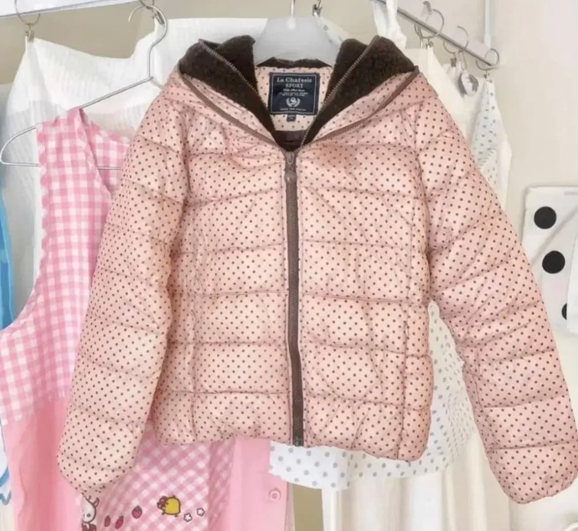 딸기초코 라떼갸루 도트패딩 빈티지 stc 히메갸루 모리걸 리즈리사 상품이미지1