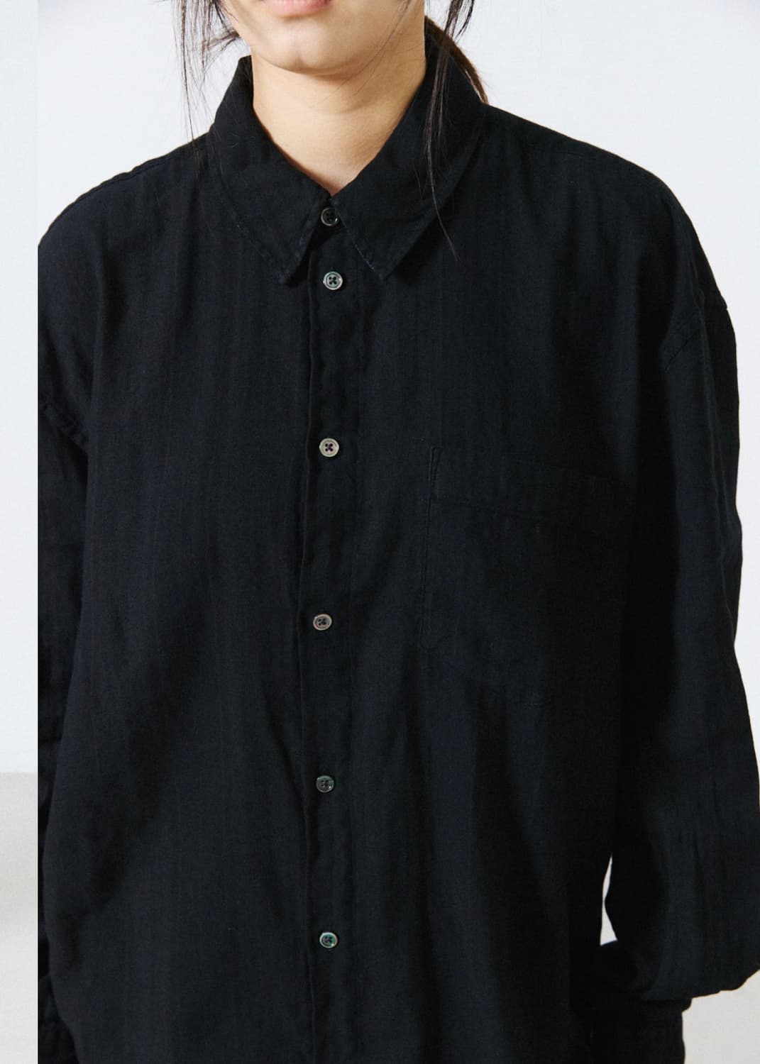 (4)해칭룸 Classic Shirt Shadow Stripe Black 상품이미지1