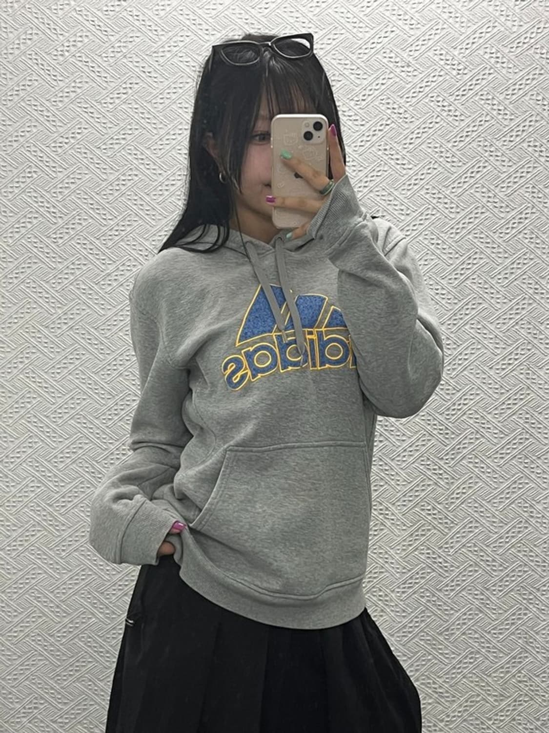 아디다스 빈티지 Y2K 배색 빅로고 후드티 M C06611 상품이미지2