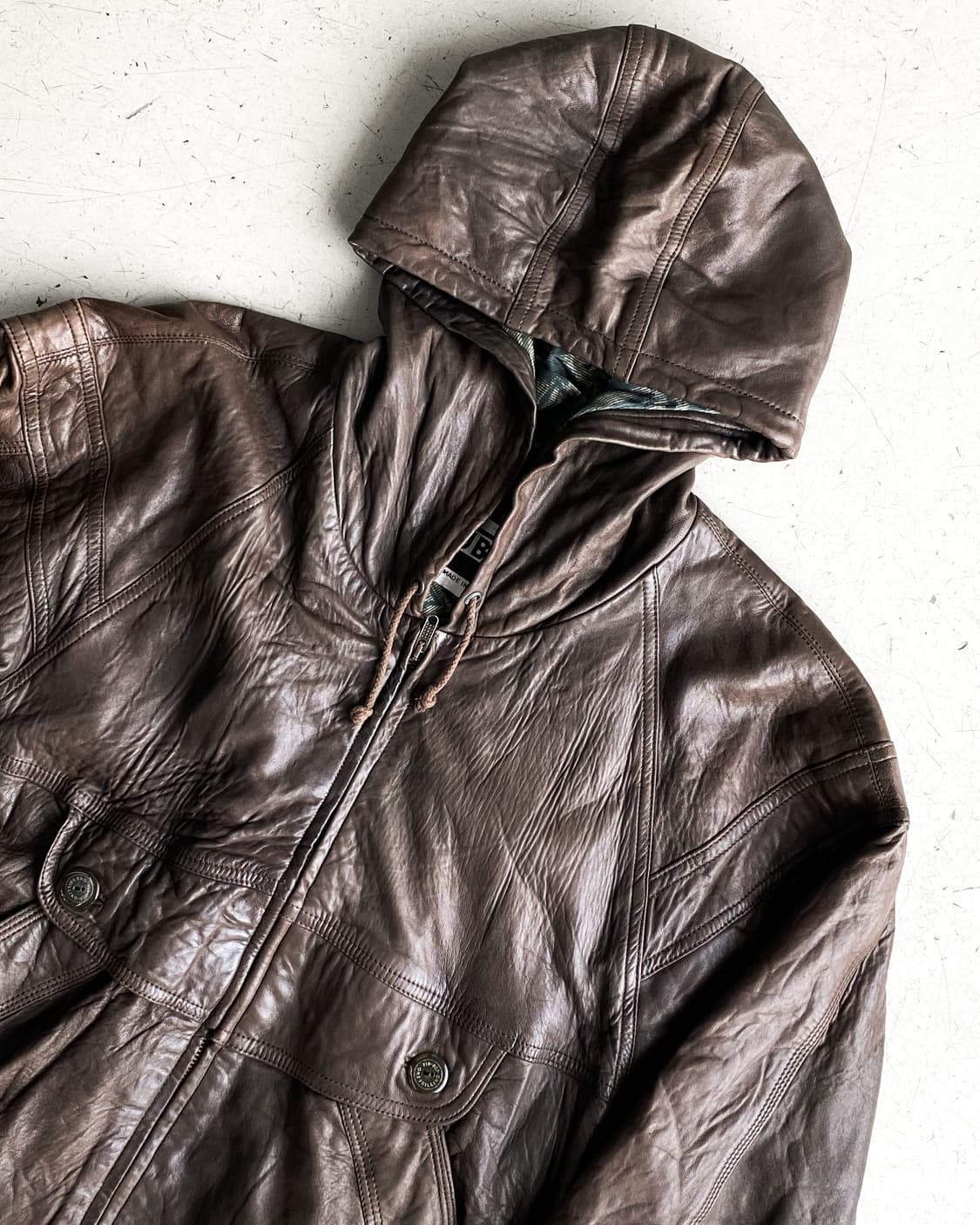 Deubo 램스킨 후드 봄버 레더 자켓 상품이미지5