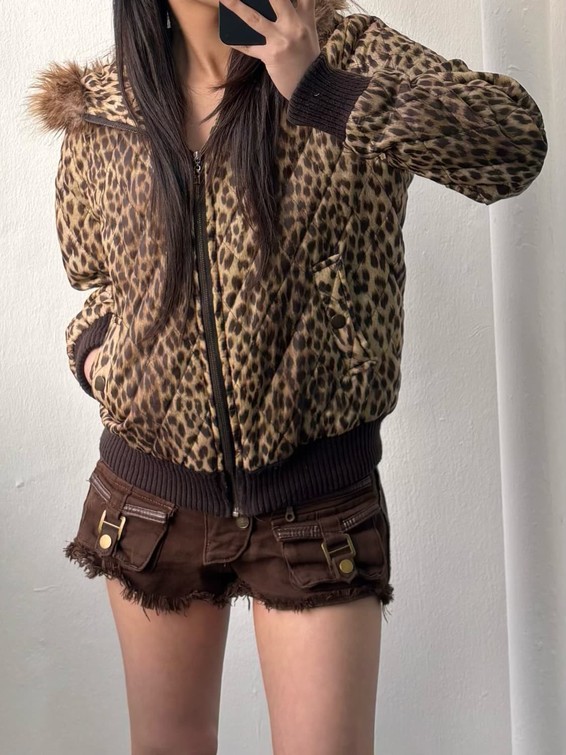 Vintage Leopard Fur Hood Jacket 상품이미지6