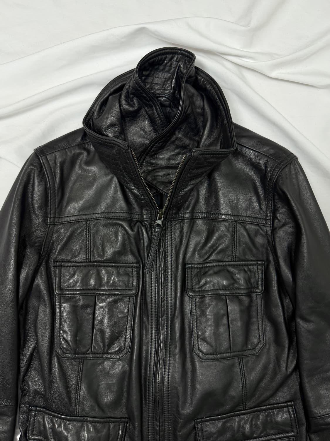 하이넥 슬림 레더 자켓 상품이미지3