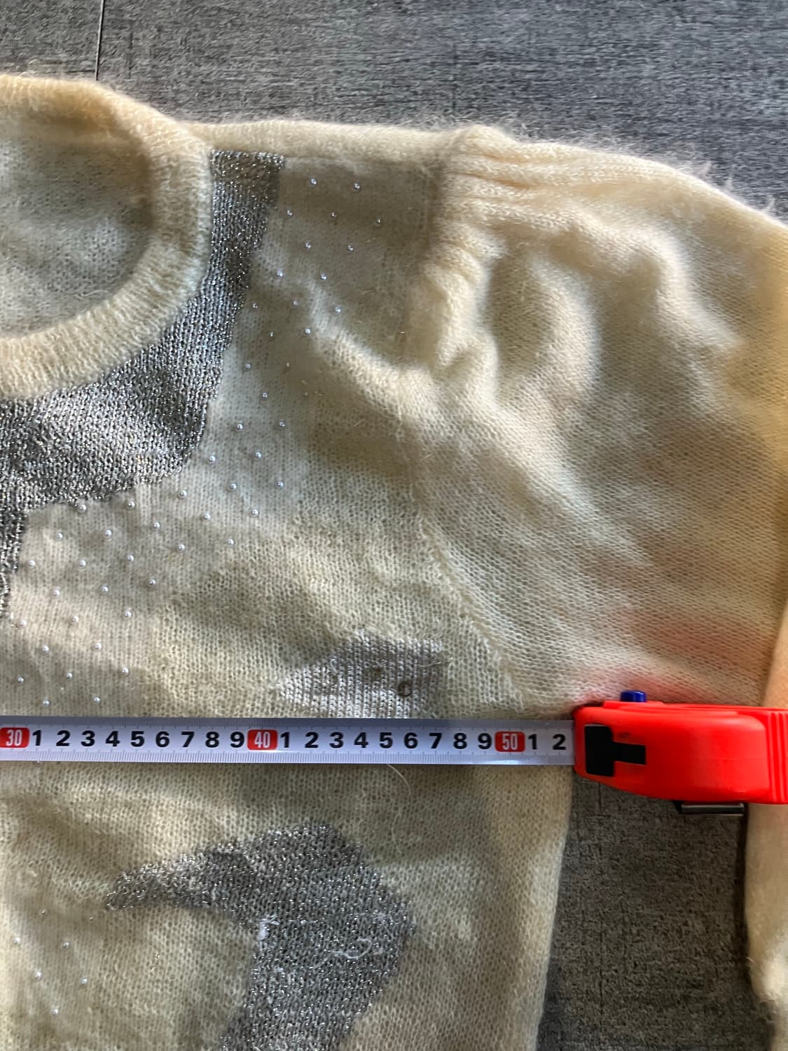 일본빈티지 핀터깔y2k 오리엔탈달천깔페어리 비즈진주 니트스웨터 상품이미지2