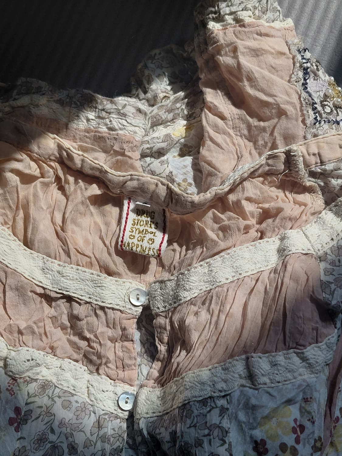 [일본빈티지] 빈티지 플라워 반팔 블라우스 핑크 상품이미지5