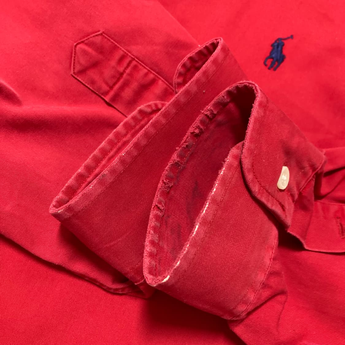 폴로랄프로렌 90s 신한 인터네셔널 레드 솔리드 셔츠 상품이미지7