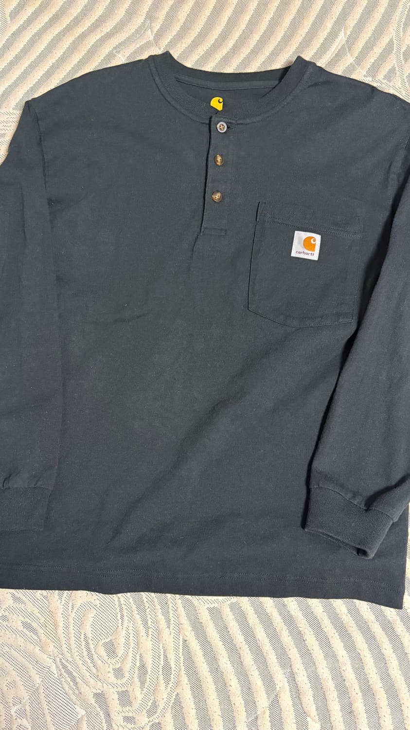 칼하트 블랙 헨리넥 긴팔 티셔츠 s 상품이미지2