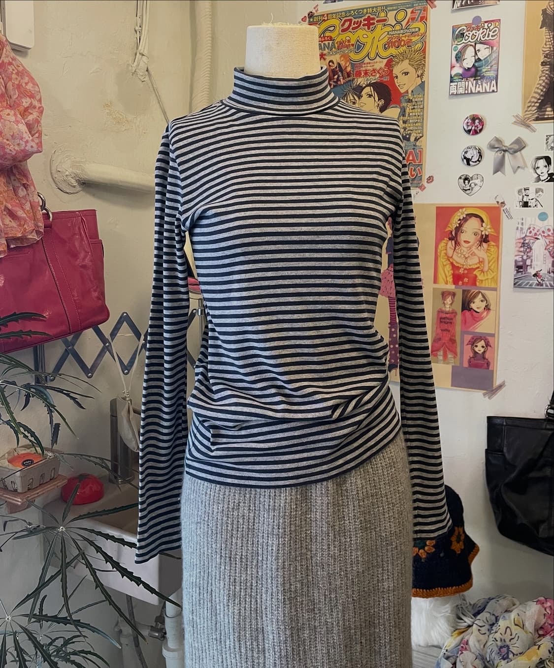 스트라이프 터틀넥 티 [무배] 상품이미지1