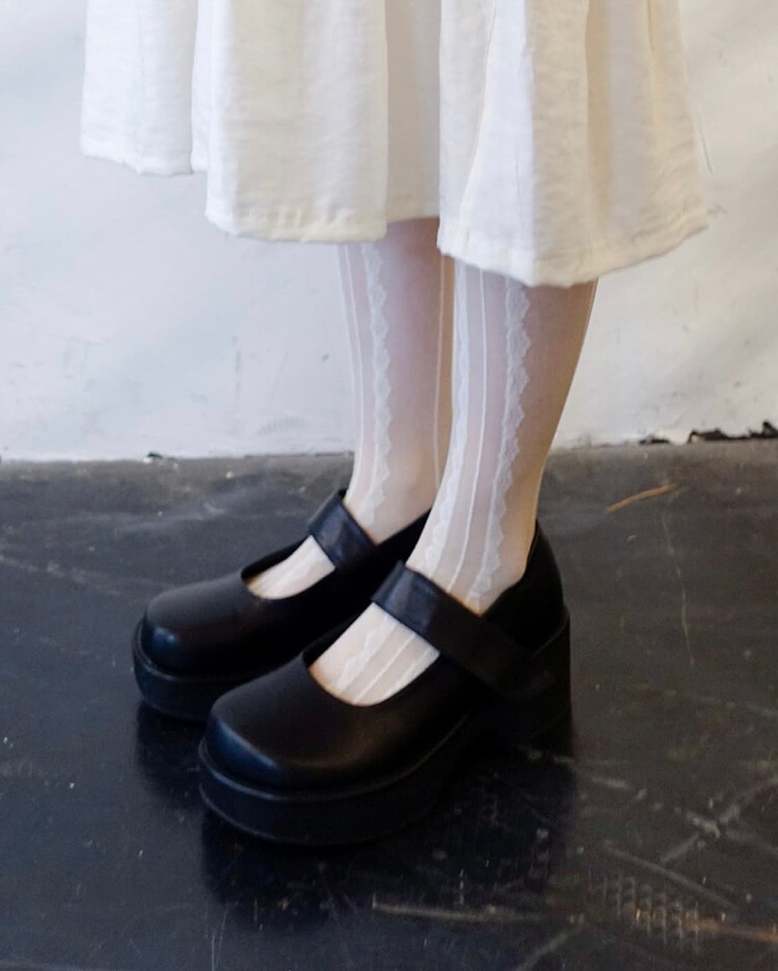 샵페어리 청키 플랫폼 힐 블랙/아이보리 상품이미지3