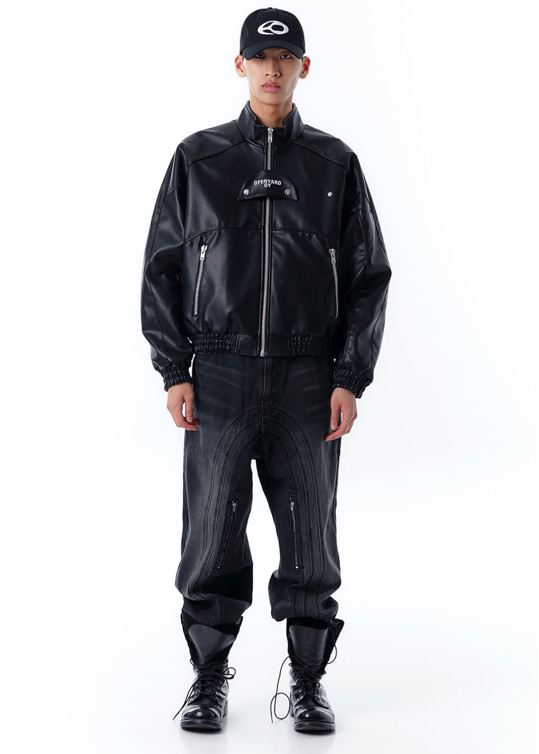 VEGAN LEATHER BUTTERFLY BIKER JACKET-BLA 상품이미지1